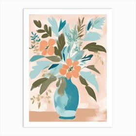 Flowers In A Vase peach color Art Print