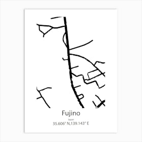 Fujino,Japan Minimalist Map Art Print