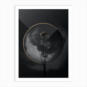 Shadowy Vintage Autumn Onion Botanical in Black and Gold n.0179 Art Print