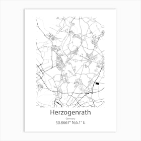 Herzogenrath,Germany Minimalist Map Affiche