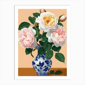 English Roses Painting Rose In A Vase 3 Art Print