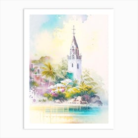 Saint Barthélemy Watercolour Pastel Tropical Destination Art Print