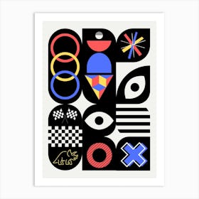 Maximalist Geometrical Four Colors Design Art Print