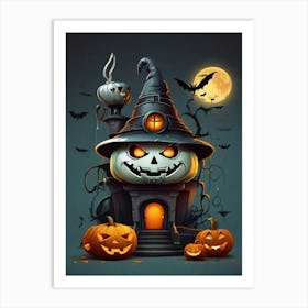 Halloween Witch House Art Print