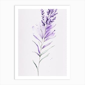 Lavender Leaf Minimalist Watercolour 2 Art Print