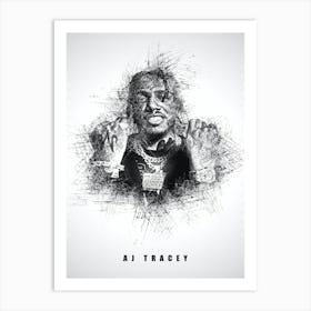 Aj Tracey Rapper Sketch Art Print