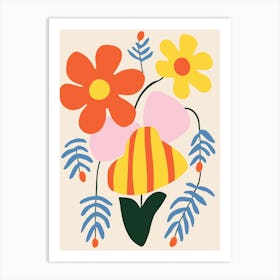 Bees And Flowers Art Print