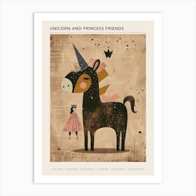 Unicorn & Princess Muted Pastels 2 Poster Art Print