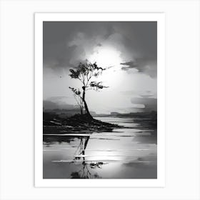 Tranquility Abstract Black And White 3 Art Print