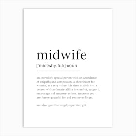 Midwife Definition Poster - Dictionary Art Print