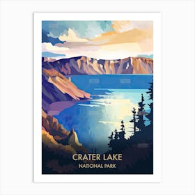 Crater Lake National Park Travel Poster Illustration Style 4 Art Print