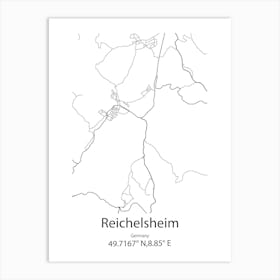 Reichelsheim,Germany Minimalist Map Art Print