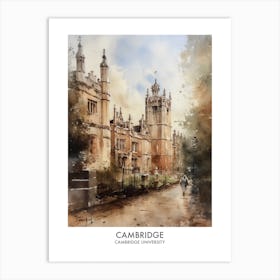 Cambridge University 5 Watercolor Travel Poster Art Print