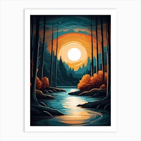 Sunset In The Forest 14 Art Print