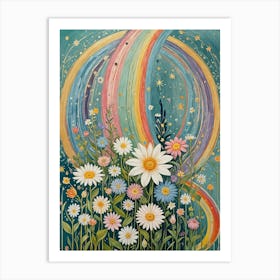 Rainbow Flowers Art Print