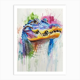 Alligator Colourful Watercolour 4 Art Print
