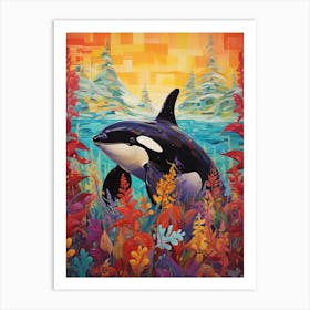 Surreal Orca Whales With Waves3 Art Print
