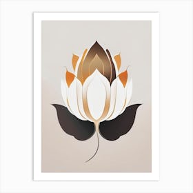 Double Lotus Retro Minimal 1 Art Print