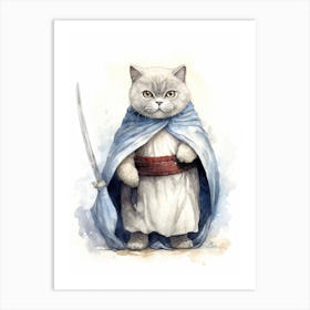 Birtish Shorthair Cat As A Jedi 2 Art Print