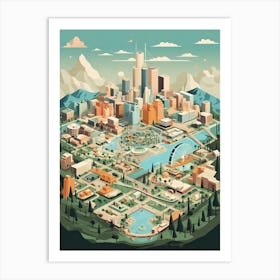 Los Angeles, Us, Geometric Illustration 4 Art Print