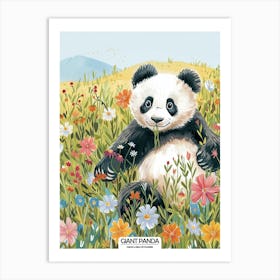 Giant Panda In A Field Of Flowers Poster 3 Art Print
