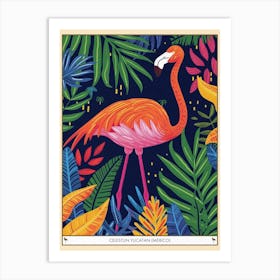 Greater Flamingo Celestun Yucatan Mexico Tropical Illustration 10 Poster Art Print