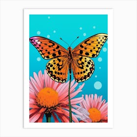 Pop Art Pearl Bordered Fritillary Butterfly 2 Art Print