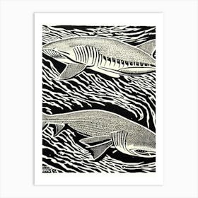 Tiger Shark Linocut Art Print