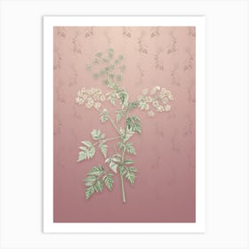 Vintage Hemlock Flowers Botanical on Dusty Pink Pattern Art Print