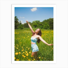 Adult Woman Basking In The Warmth Of The Golden Summer Sun Carefree And Relaxed In A Lush Park Sett (1) 2 Art Print