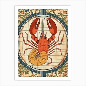 Lobster On A Plate Art Deco Inspired 4 Art Print