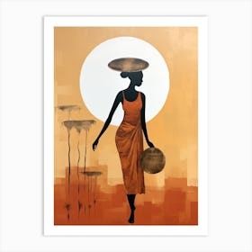 African Woman With Basket | Boho Style 1 Art Print