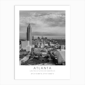 Atlanta Usa Black And White Coordinates Art Print