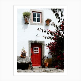 The Tiny Red Door In A Village In Portgual Travel Art Print