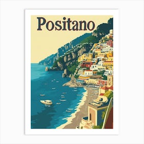 Aihrgdesign A Vintage Travel Poster Of Positano Art Print