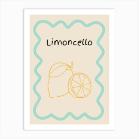 Limoncello Doodle Poster Teal & Orange Art Print