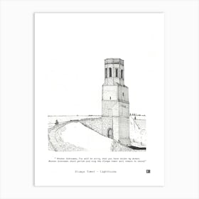 Plompe Tower Lighthouse Netherlands - Dutch Fine Line Drawing Art Print