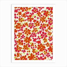 Firethorn Floral Print Retro Pattern1 Flower Art Print