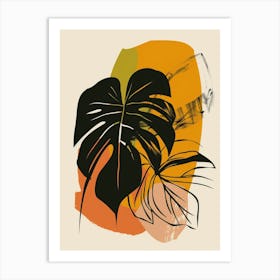 Monstera Plant Minimalist Illustration 3 Art Print