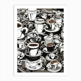 Multi coffee cups abstract Art Print