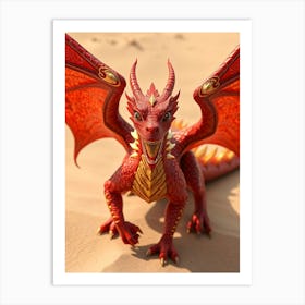 Red Dragon In The Desert Art Print