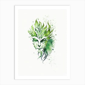 Green Man 1 Symbol Minimal Watercolour Art Print
