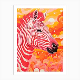 Orange Coral Zebra 1 Art Print