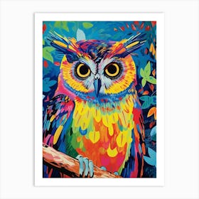 Colourful Bird Painting Eastern Screech Owl 2 Art Print