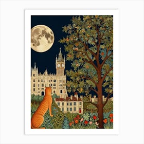 William Morris Cat In The Moonlight 39 Art Print