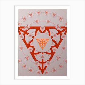 Geometric Abstract Glyph Circle Array in Tomato Red n.0040 Art Print