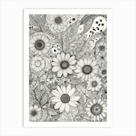 Doodle Flowers 5 Art Print