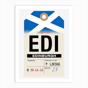 Edinburgh (EDI) Scotland Vintage Airline Luggage Tag Art Print