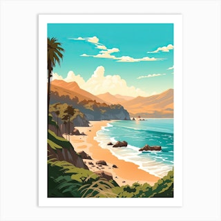 Big Sur California, Usa, Flat Illustration 4 Art Print