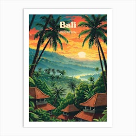 Bali Indonesia Forest Travel Art Illustration Art Print